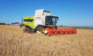 Moissonneuse dans un champ