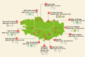 carte de la bretagne des exploitations agricoles participant aux portes ouvertes innov'action 2026