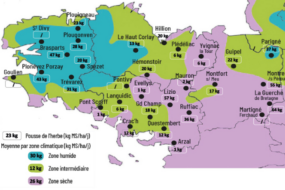 carte de la pousse de l'herbe en bretagne du 16 au 22 juin 2026