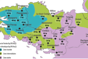 carte de la pousse de l'herbe en bretagne du 2 au 8 juin 2026