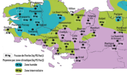 carte de la pousse de l'herbe en bretagne du 9 au 15 juin 2026