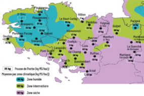 carte de la pousse de l'herbe en bretagne du 9 au 15 juin 2026