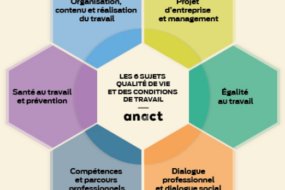 infographie présentant les 6 sujets qui seront abordés lors de la semaine de la qualité de vie et des condition de travail (qvct) en exploitation agricole