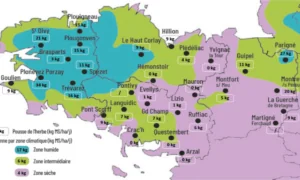 carte de la pousse de l'herbe en bretagne du 23 au 29 juin 2026