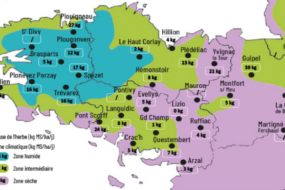 carte de la pousse de l'herbe en bretagne du 30 juin au 6 juillet 2026