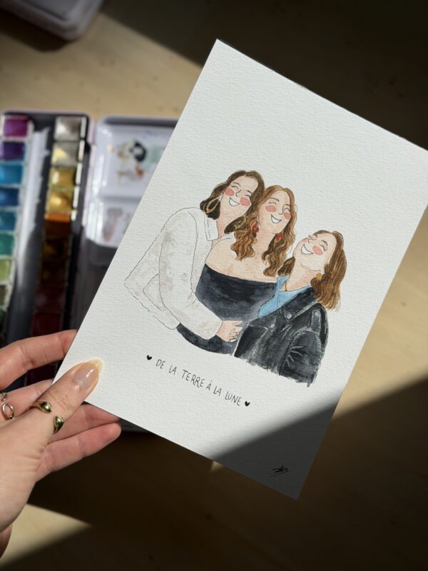 portrait de 3 femmes à l'aquarelle