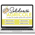 Un ordinateur portable avec, à l'écran, un outil de solidarité agricole