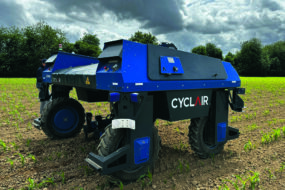 Un robot de désherbage dans un champ
