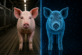 image d'un cochon et de son double numérique