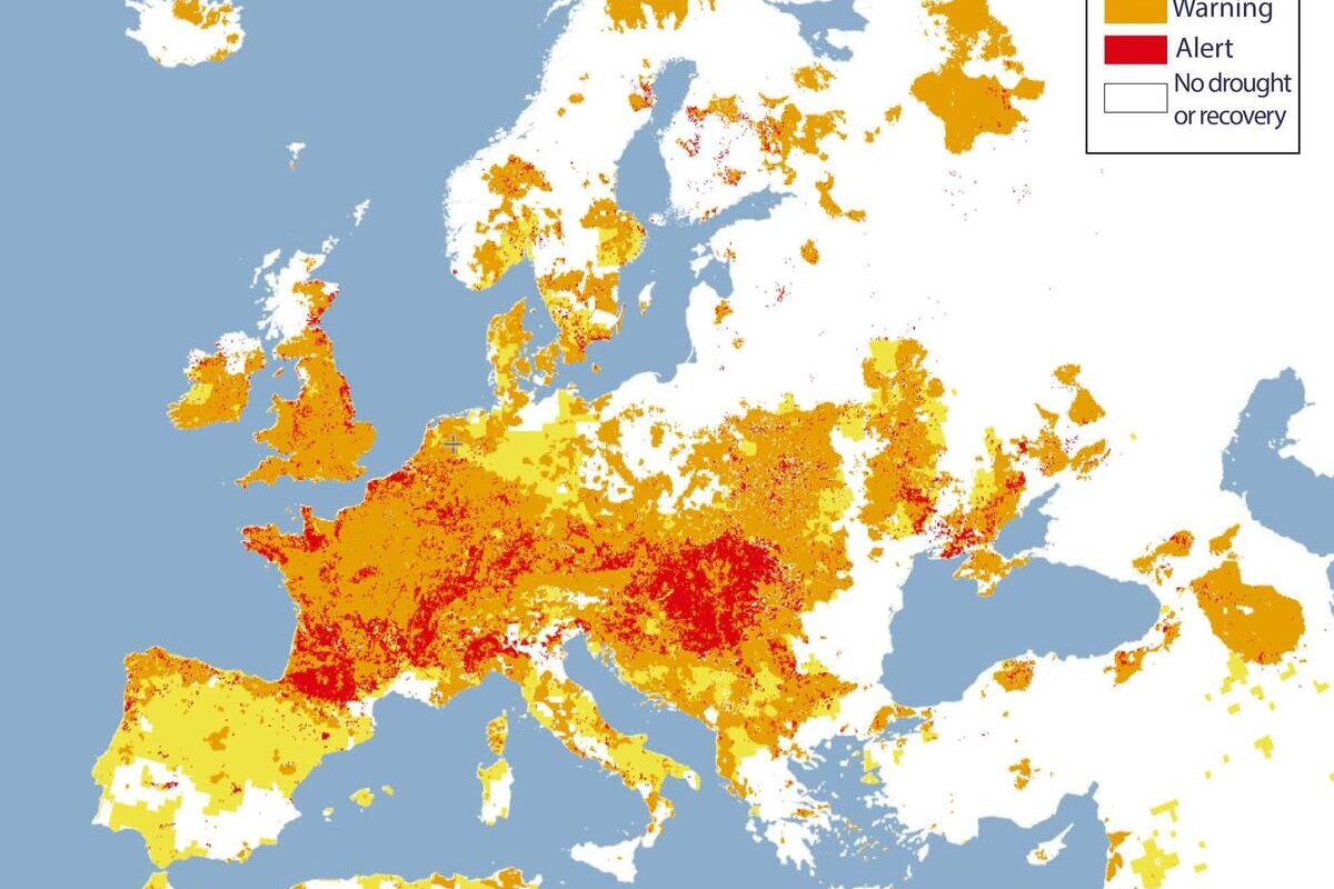 carte d'Europe indiquant les zones les plus affectées par la sécheresse - Illustration Bruxelles suit la situation de près