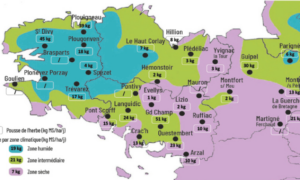 carte de la pousse de l'herbe en bretagne du 15 au 21 septembre 2026