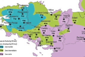 carte de la pousse de l'herbe en bretagne du1er au 7 septembre 2026