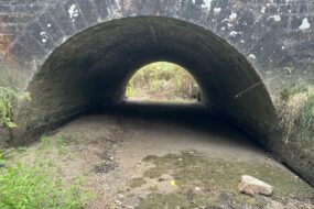 Un pont sur une rivière à sec