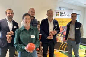 Des personnes dans une salle avec des légumes dans les mains