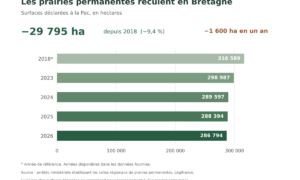 Diagramme des surfaces déclarées à la PAC de 2018 à 2026