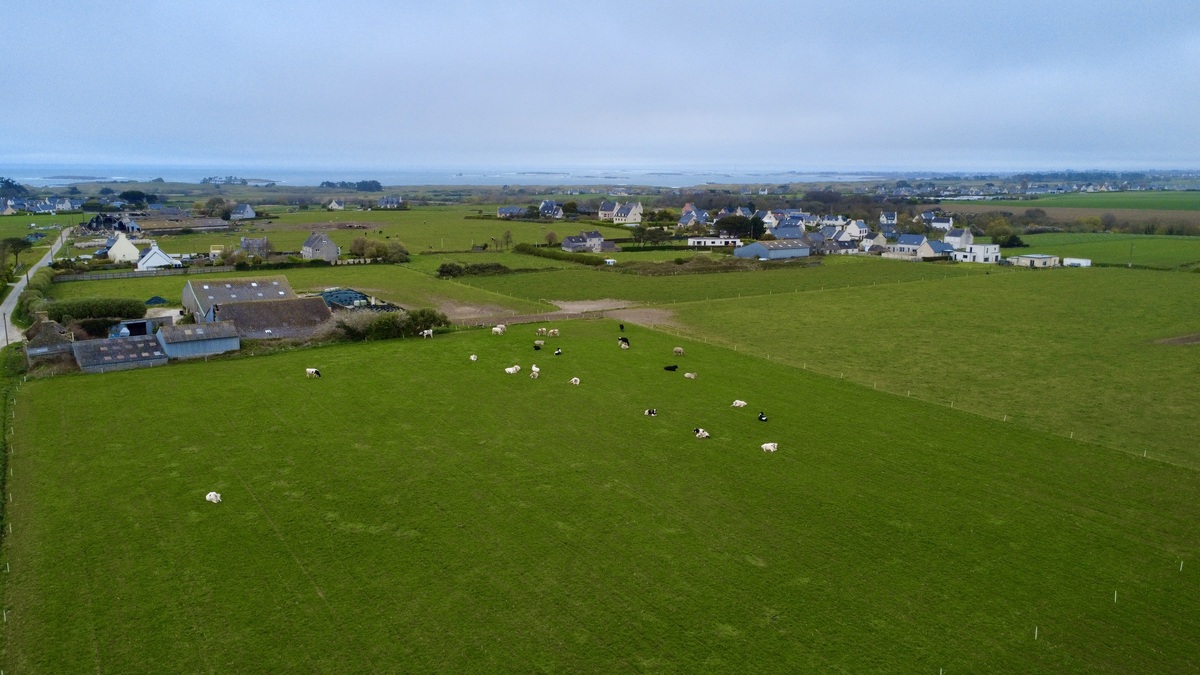 Vur aérienne d'un paysage de campagne en bord de mer - Illustration Pays D&rsquo;Iroise : Un territoire, des histoires