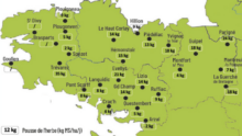 carte de la pousse de l'herbe en bretagne du 13 au 19 octobre