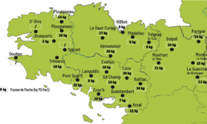 carte de la pousse de l'herbe en bretagne du 20 au 26 octobre 2026