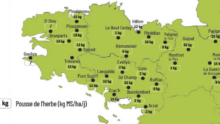 carte de la pousse de l'herbe en bretagne du 6 au 12 octobre