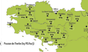 carte de la pousse de l'herbe en bretagne du 6 au 12 octobre